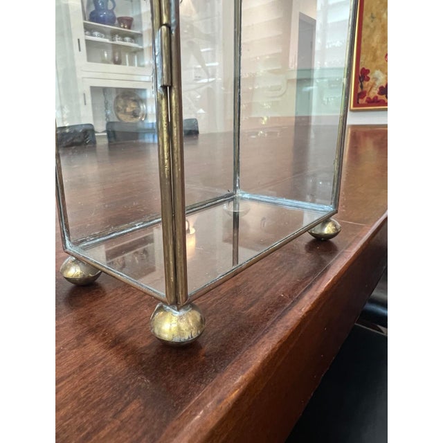 French Vintage Brass & Glass Tabletop Display Vitrine For Sale - Image 3 of 4
