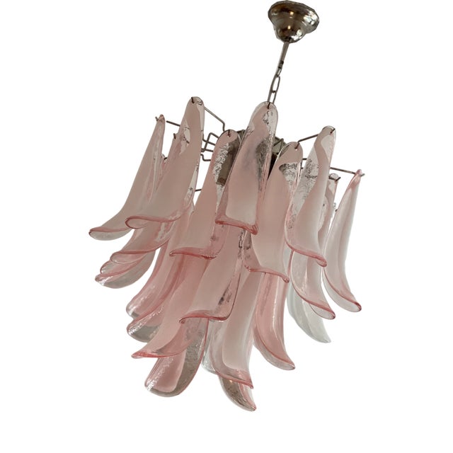 Pink Murano Chandelier in the style of Mazzega For Sale