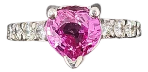 0.60 Ct Natural Pink Sapphire & Diamond Ring, Size 4.5