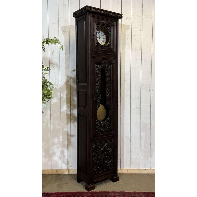 Oak Clock with Saint Gonery Motifs by Joseph Savina For Sale - Image 14 of 18