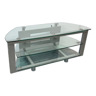 Bdi Contemporary Glass & Metal Tv Stand/Console For Sale