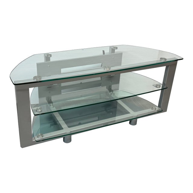 Bdi Contemporary Glass & Metal Tv Stand/Console For Sale