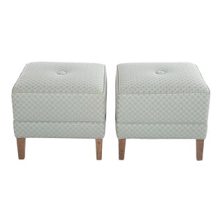 Ethan Allen Upholstered Footstools/Pair For Sale