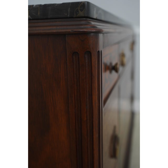 Vintage Neoclassical Marble Top Inlaid Dresser For Sale - Image 15 of 18