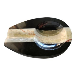 Vintage Art Deco Onyx Inlay Cigar Ashtray Catchalls For Sale