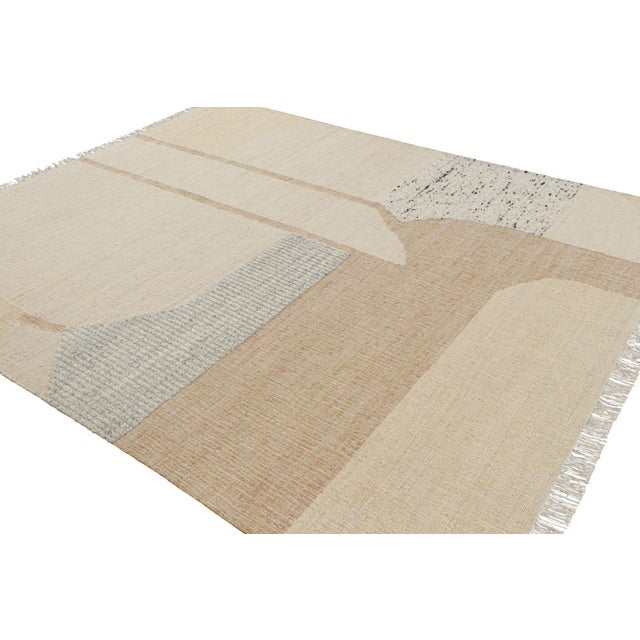 Rug & Kilim Rug & Kilim’s Abstract Flatweave With Cream and Beige Geometric Patterns For Sale - Image 4 of 7