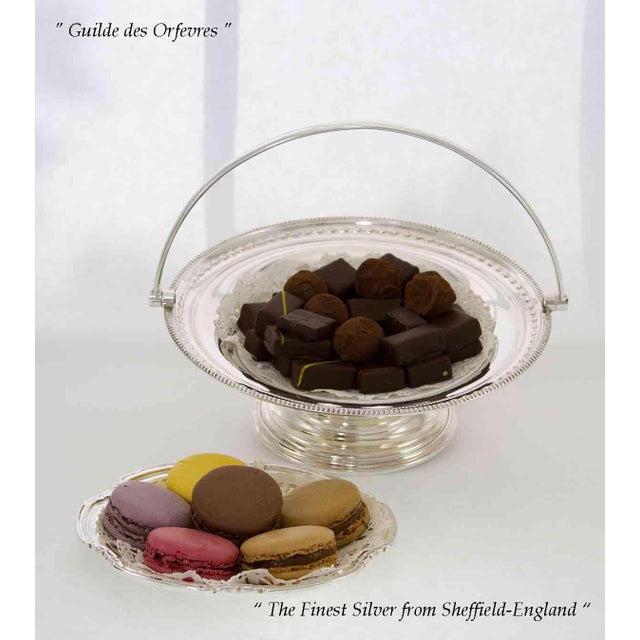 1970’s Vintage/New James Dixon & Sons Silverplate Cake Basket With Swinging Handle, Husk & Bead For Sale In New York - Image 6 of 10