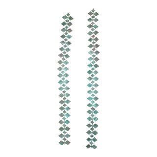 Pair of Vintage Architectural Bronze Diamond-Pattern Rain Chains/Wall Hanging For Sale