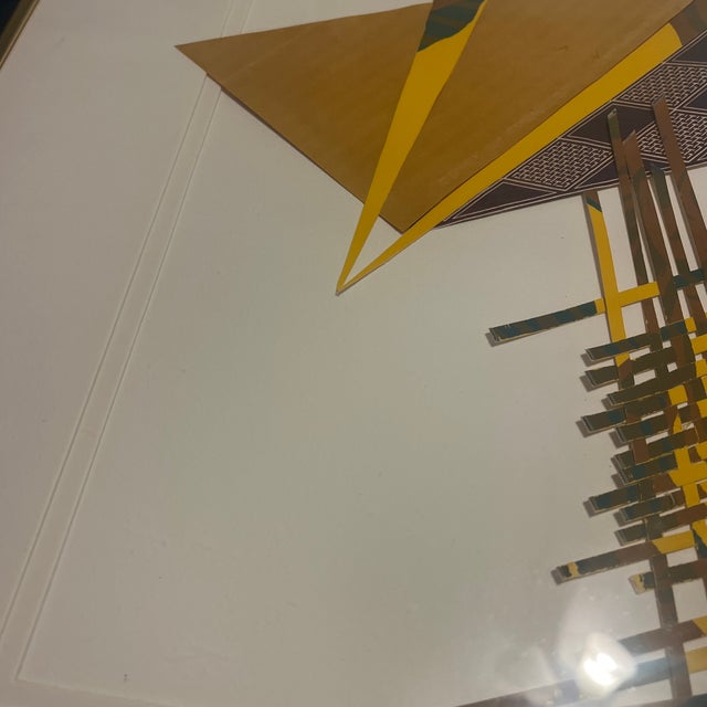 Sculpture Materials Vintage Mid-Century Modern Abstract Art - Signed Scheck - Geometric Stars & Lines Framed Collage For Sale - Image 7 of 7