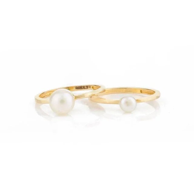 Gold 18k Pearl Single Stone Ring Size 7 For Sale - Image 8 of 11