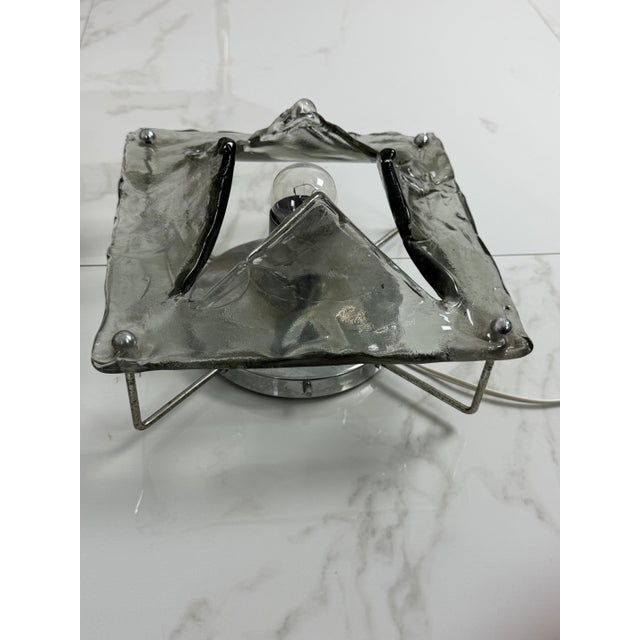 Smoky Murano Glass Wall Lamps, 1970s, Set of 2 For Sale - Image 6 of 12