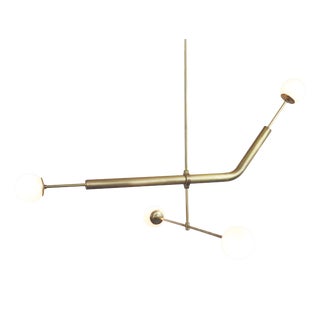 Brass Pendant Chandelier with Glass Globes by Naama Hofman for Naama Hofman Light Objects For Sale