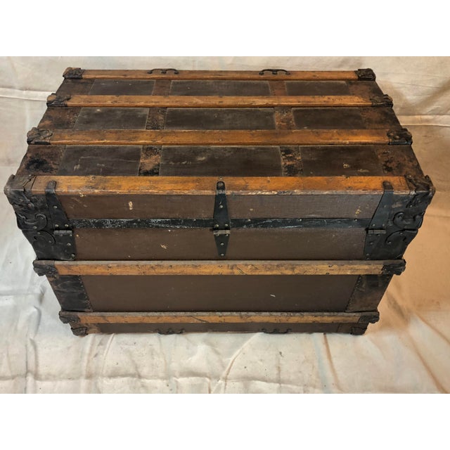 Antique Semi Round Top Steamer Trunk With Dividers Chairish