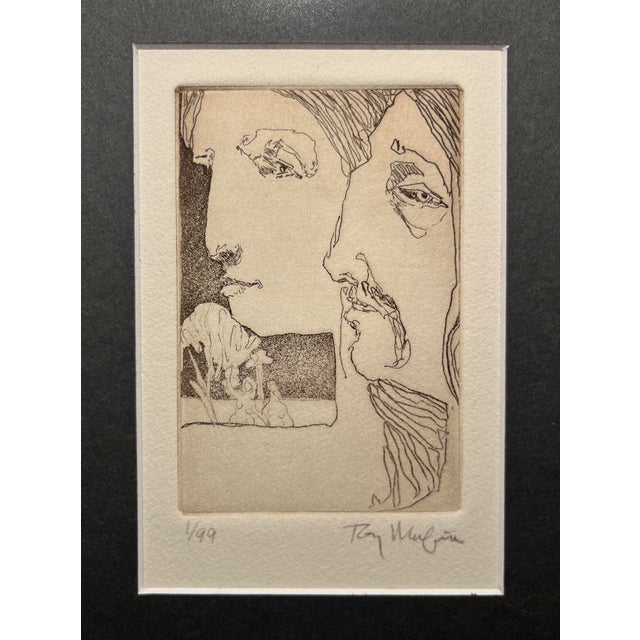 Tony Mafia 1970s Etching Woman & Man Profiles Limited Edition 1/99 Description: Offered is a rare original etching by Tony...