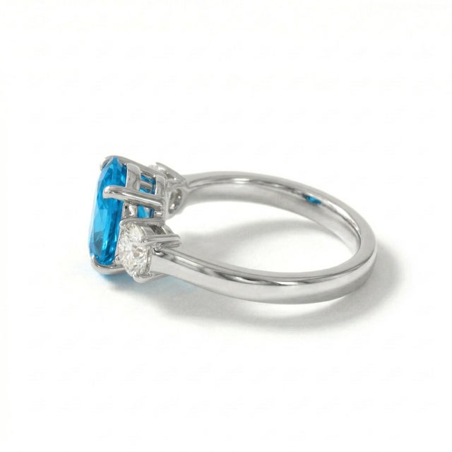 Swiss Blue Topaz Engagement Ring, December Birthstone Wedding Ring Us 7 For Sale - Image 4 of 4