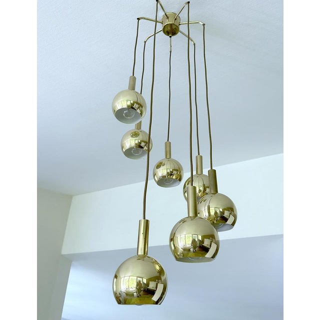 Mid-Century Modern Mid-Century Cascade Pendant Light in Brass from Staff Leuchten, 1970s For Sale - Image 3 of 18