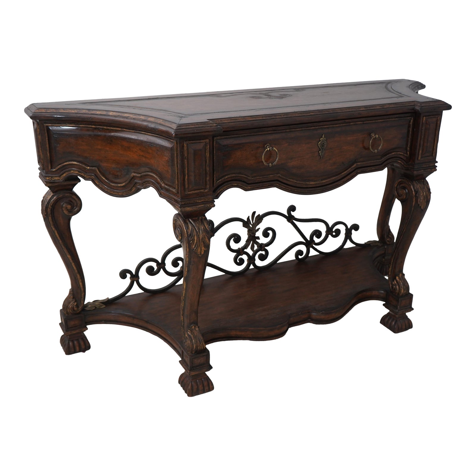 Marge Carson Continental Style Distressed Console Sideboard Chairish