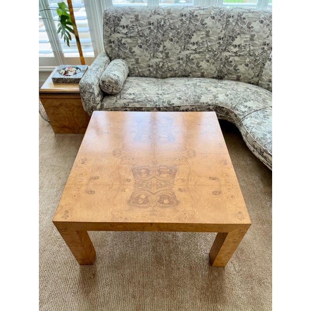 Milo Baughman 1970s Burlwood Cocktail Table For Sale - Image 4 of 8