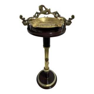 1940’s French Heavy Bronze Ashtray on Stand For Sale