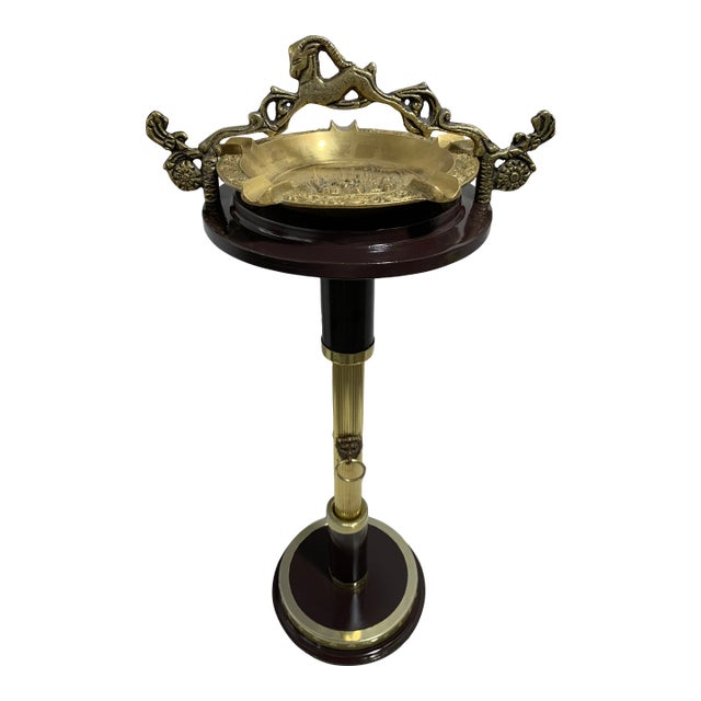 1940’s French Heavy Bronze Ashtray on Stand For Sale