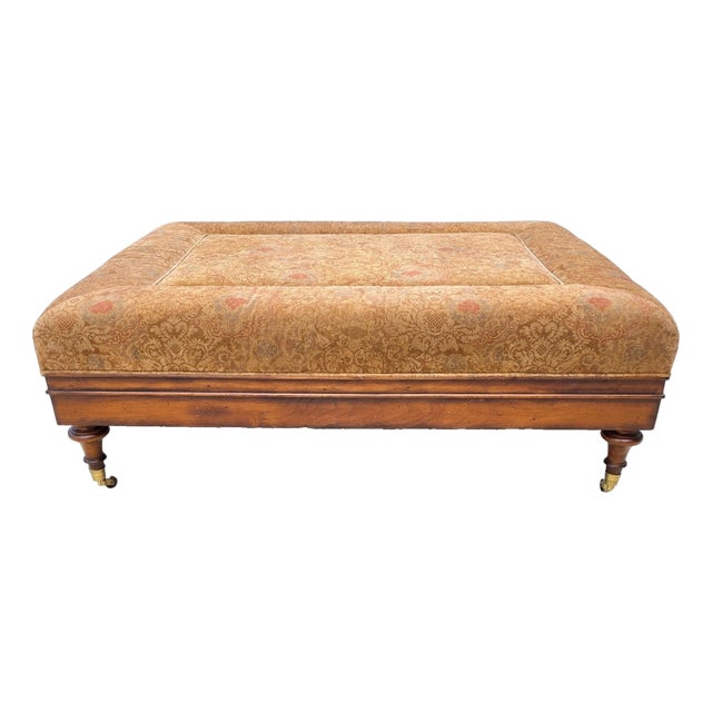 Hickory Chair Company Alex Cocktail Ottoman Coffee Table on Casters For Sale