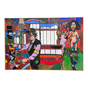 Circa 1993-95 Richard Merkin "The Archivist" Oil on Canvas Art Work, Signed