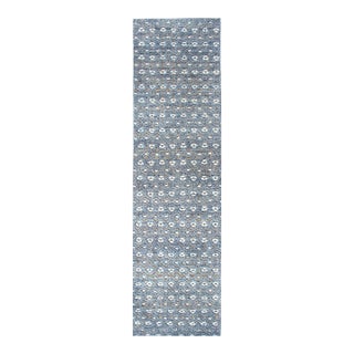 Keivan Woven Arts Modern Design Runner in Blue and Brown Tones 2'7 X 10 For Sale