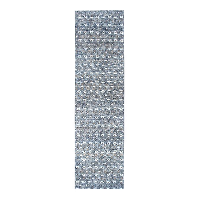 Keivan Woven Arts Modern Design Runner in Blue and Brown Tones 2'7 X 10 For Sale