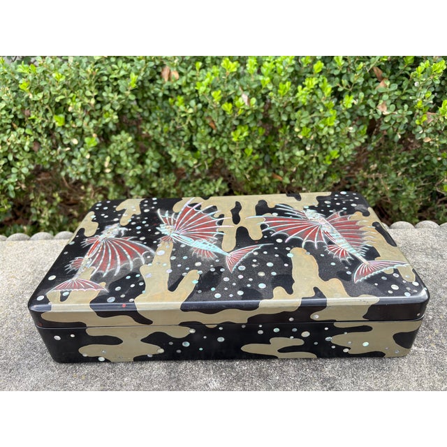 Antique Japanese Lacquered Box For Sale - Image 4 of 8