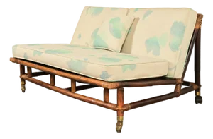 John Wisner for Ficks Reed Mid-Century Hollywood Regency Bamboo Rattan Loveseat, 1950s