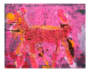 Peter Mayer, Dog (Orange on Pink and Black), Acrylic Painting