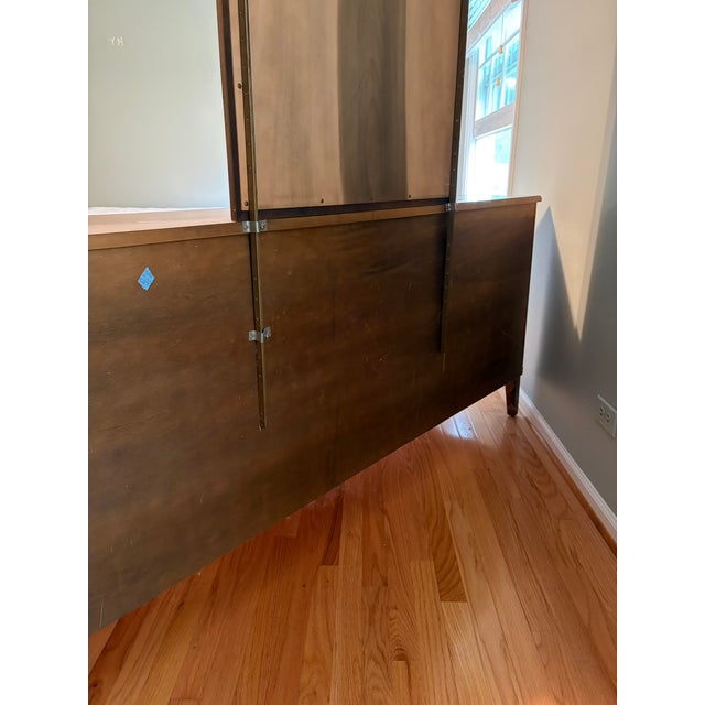 Brown Vintage Henredon Heritage Walnut Italian Provincial 9-Drawer Lowboy With Mirror (5300 Series) For Sale - Image 8 of 8