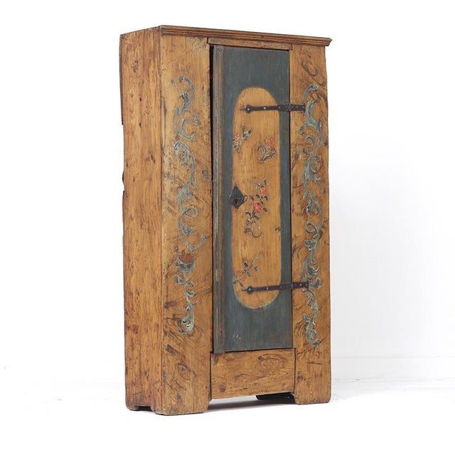 Primitive Rustic Farmhouse Folk Art Painted Bridal Cabinet For Sale - Image 10 of 14