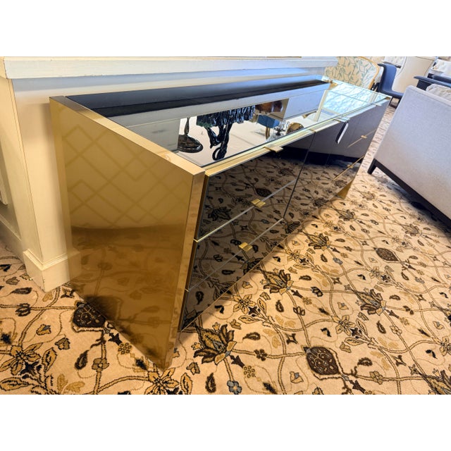 Metal Ello Black Glass and Brass Dresser Credenza Sideboard, Vintage 1970s For Sale - Image 7 of 7