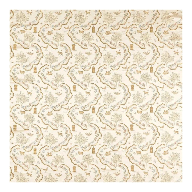 Sanderson Wildflower Meadow Brocade Fabric in Pearl For Sale