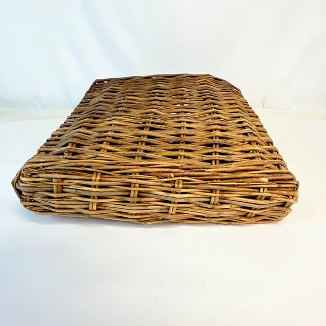 Wood Vintage Rustic European Boho Chic Wicker Hickory Stick Large Wall Pocket. For Sale - Image 7 of 10