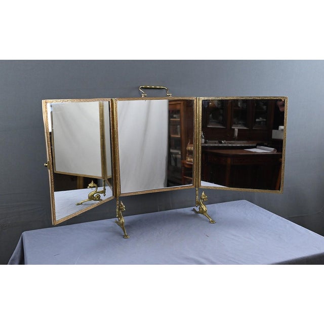 Bronze Triptych Mirror, 1900s For Sale - Image 10 of 17