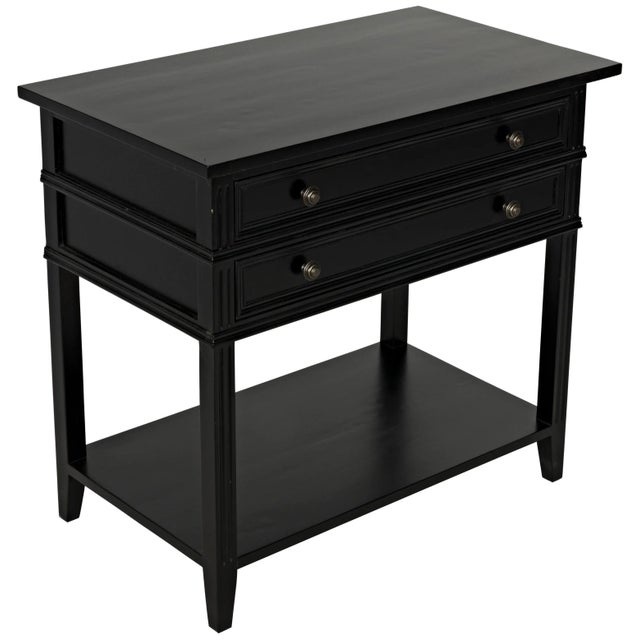 Not Yet Made - Made To Order NOIR Colonial 2-Drawer Side Table in Distressed Black For Sale - Image 5 of 9