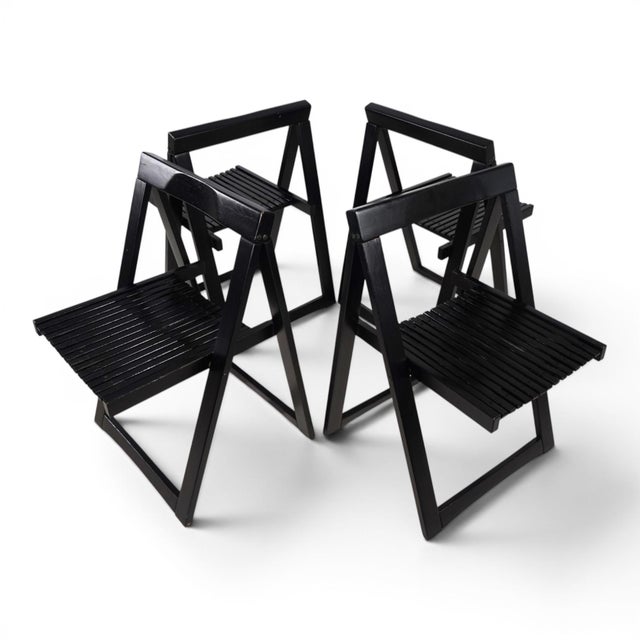 Wood Trieste Folding Chairs by Aldo Jacobi for Bazzani, 1960, Set of 4 For Sale - Image 7 of 17