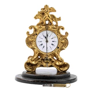 Table Clock with Glass Dome, 19th Century For Sale