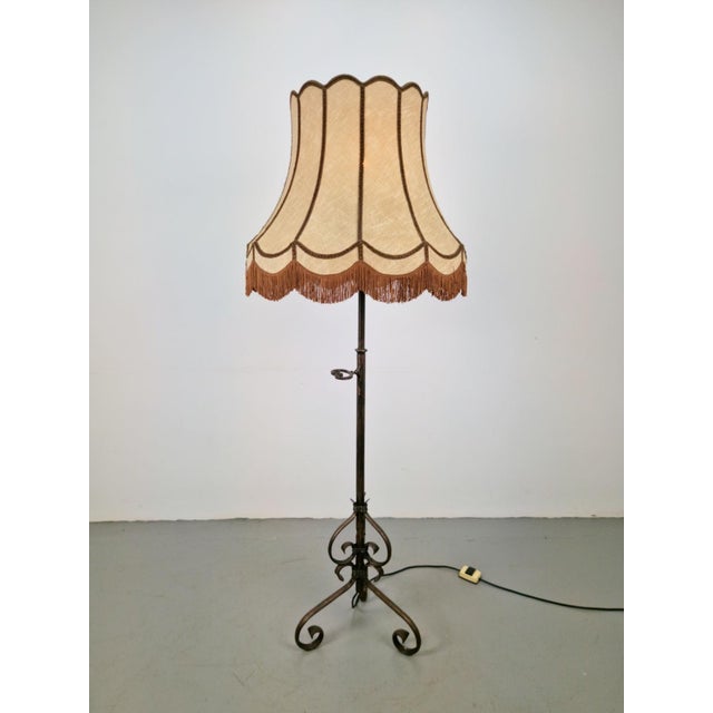 Brutalist Adjustable Wrought Iron Floor Lamp, 1930s For Sale - Image 3 of 7