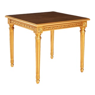 Italian Cherry & Gold Leaf Lamp Table For Sale