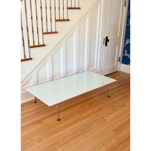 2001 Danish Modern Vico Magistretti for Fritz Hansen Rectangular Glass & Steel Coffee Table For Sale - Image 11 of 12