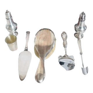 Late 19th Century American & English Sterling Silver Holloware & Flatware - Set of 7 For Sale