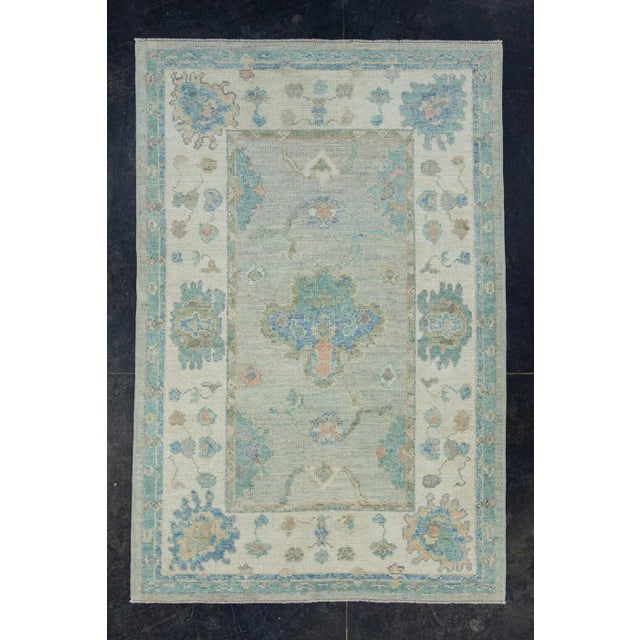 Blue & Gray Turkish Oushak Rug 3'10" x 5'10" For Sale - Image 9 of 9