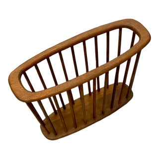 1960s Mid Century Spindled Magazine Holder Rack For Sale