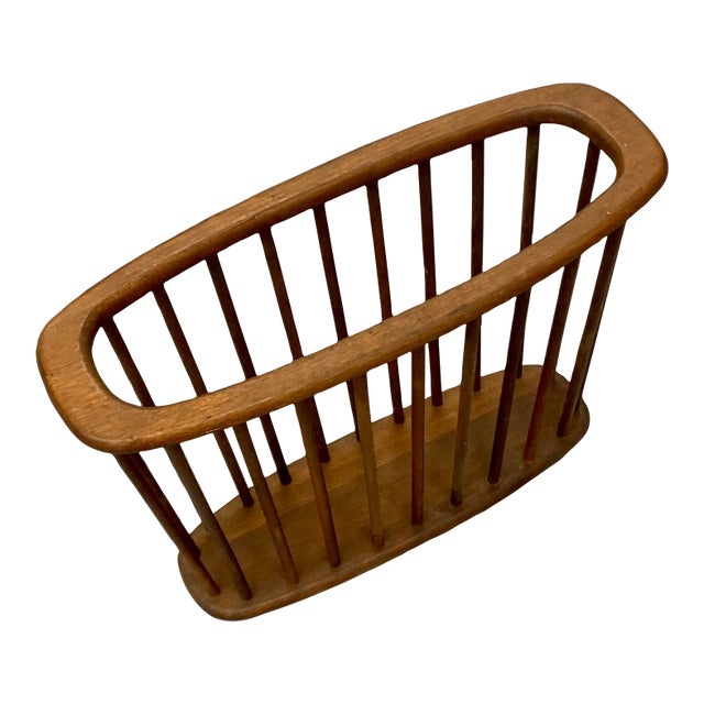 1960s Mid Century Spindled Magazine Holder Rack For Sale