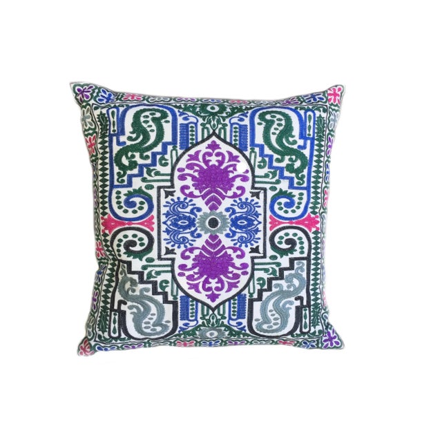 2010s Swati Embroidered Pillow 16" X 16" For Sale - Image 5 of 6