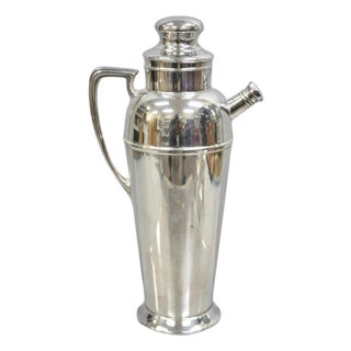 Early 20th Century Bernard Rices Sons Art Deco Silver Plated Martini Cocktail Shaker "S" Monogram For Sale