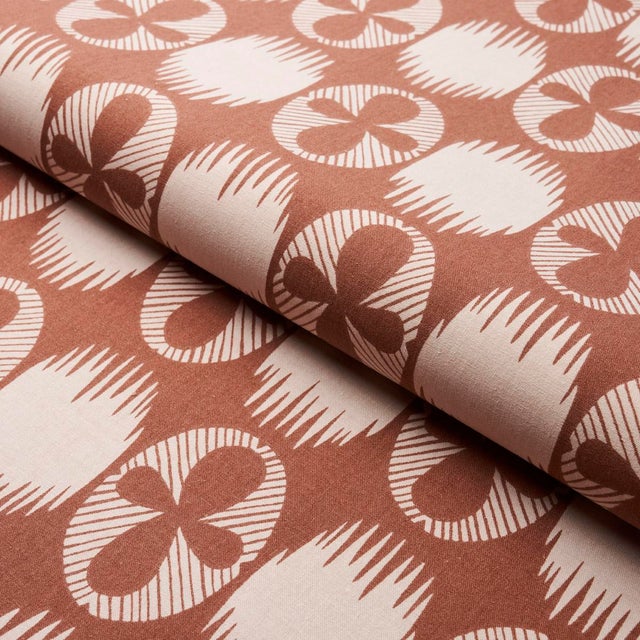 Schumacher SAMPLE - Schumacher X Drusus Tabor Lunaria Fabric In Blush On Terracotta For Sale - Image 4 of 4